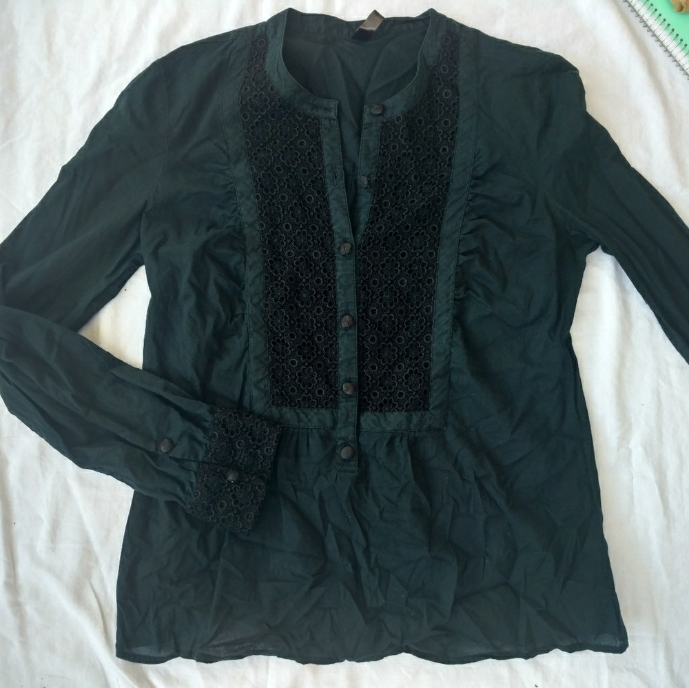 Crochet Front Tunic-style Blouse